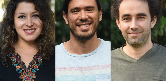 Alicia Correa, de Ecuador; Marcelo Araya, de Costa Rica; y Diego Dierick, de Bélgica, son investigadores del Programa de Posdoctorado de la UCR. Fotos: Laura Rodríguez y Karla Richmond.