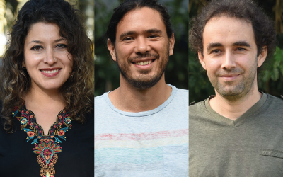 Alicia Correa, de Ecuador; Marcelo Araya, de Costa Rica; y Diego Dierick, de Bélgica, son investigadores del Programa de Posdoctorado de la UCR. Fotos: Laura Rodríguez y Karla Richmond.